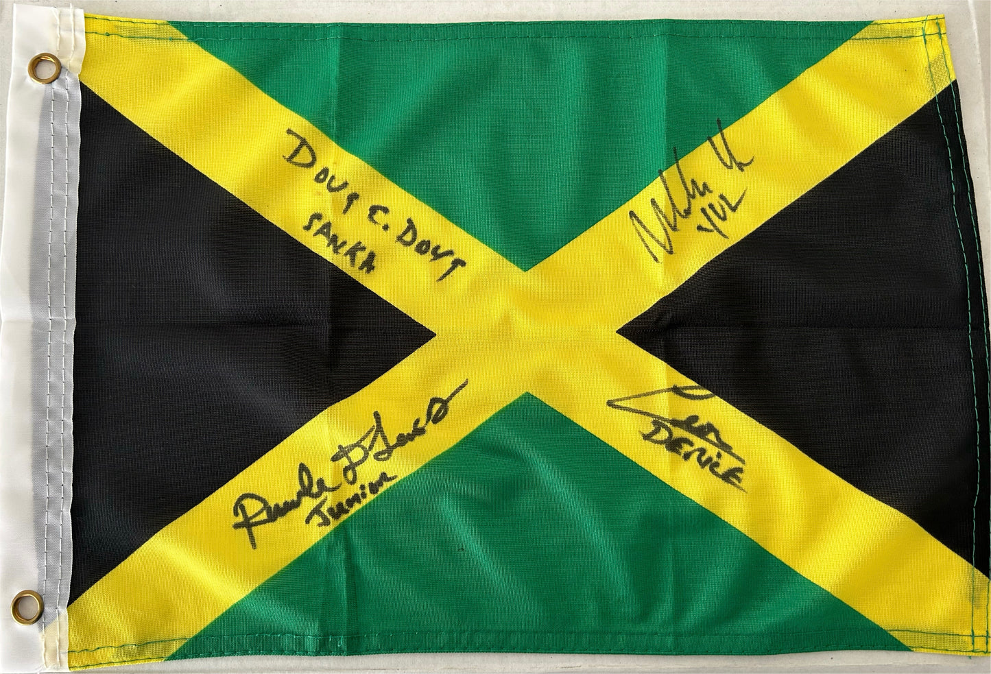 Cool Runnings Movie Jamaica Bobsled Official Cast signed  Flag 18"X11"