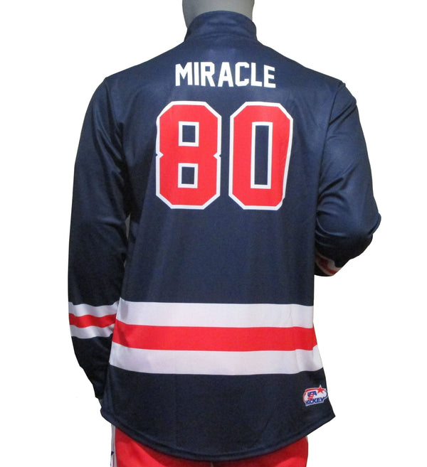 USA Hockey Adult Miracle on Ice 1980 Team Jersey Authentic 1/4 Zip Pullover 3XL- Navy