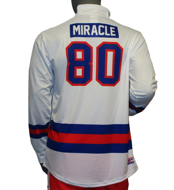 USA Hockey Adult Miracle on Ice 1980 Team Jersey Authentic 1/4 Zip Pullover 3XL - White