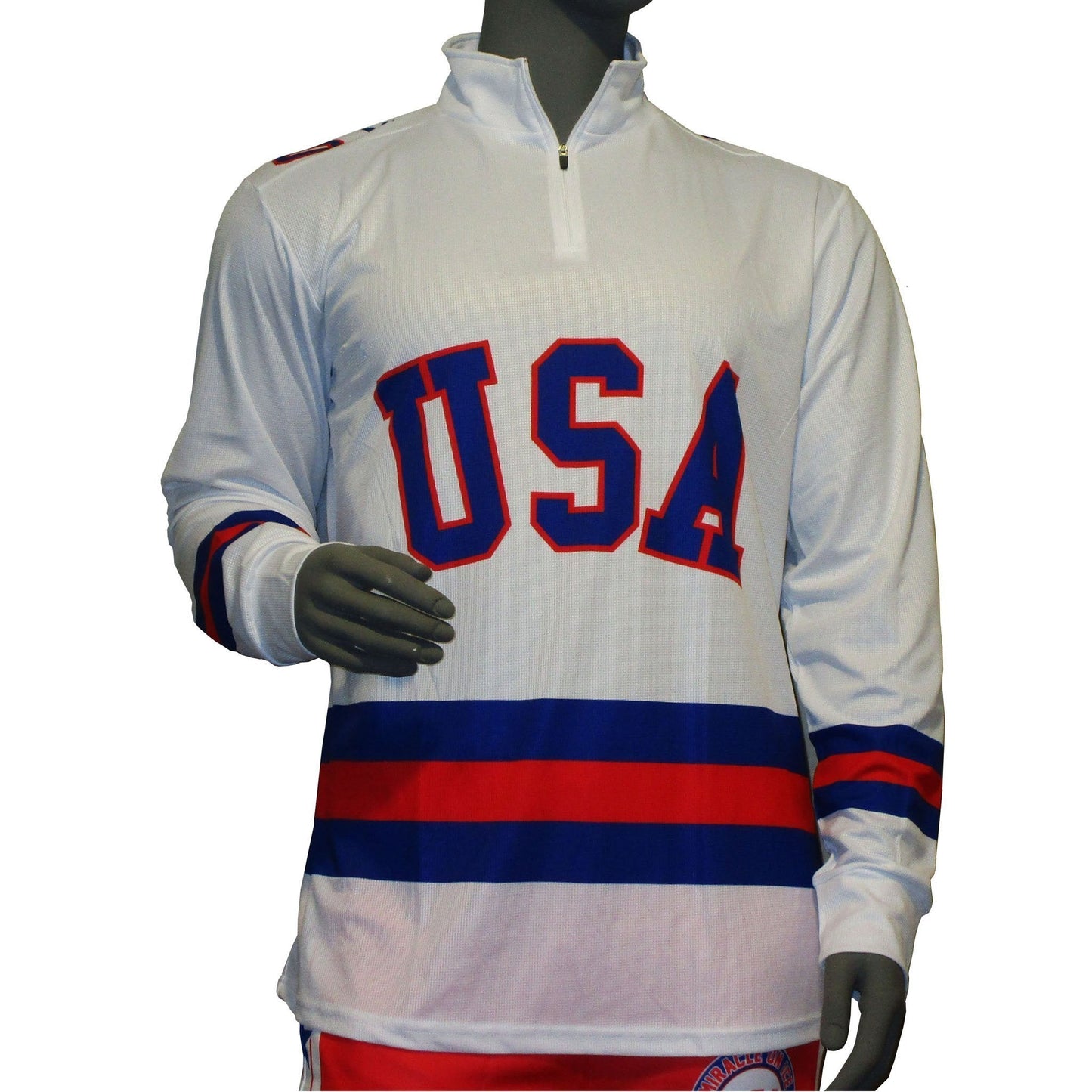 USA Hockey Adult Miracle on Ice 1980 Team Jersey White 1/4 Zip Pullover