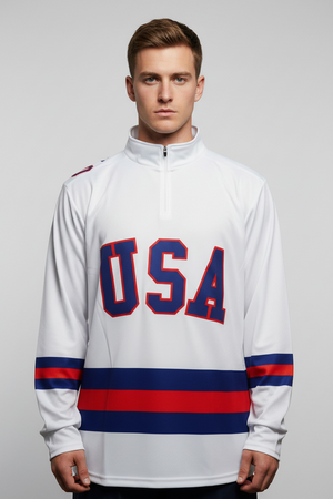 USA Hockey Adult Miracle on Ice 1980 Team Jersey White Lightweight 1/4