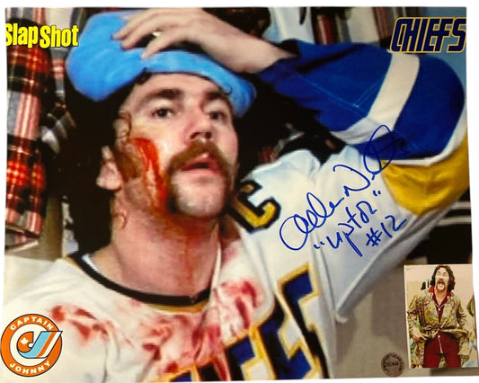 Allan F. Nicholls Captain Johnny Upton 12 Signed 8X10 inch Photo - Slap Shot Movie