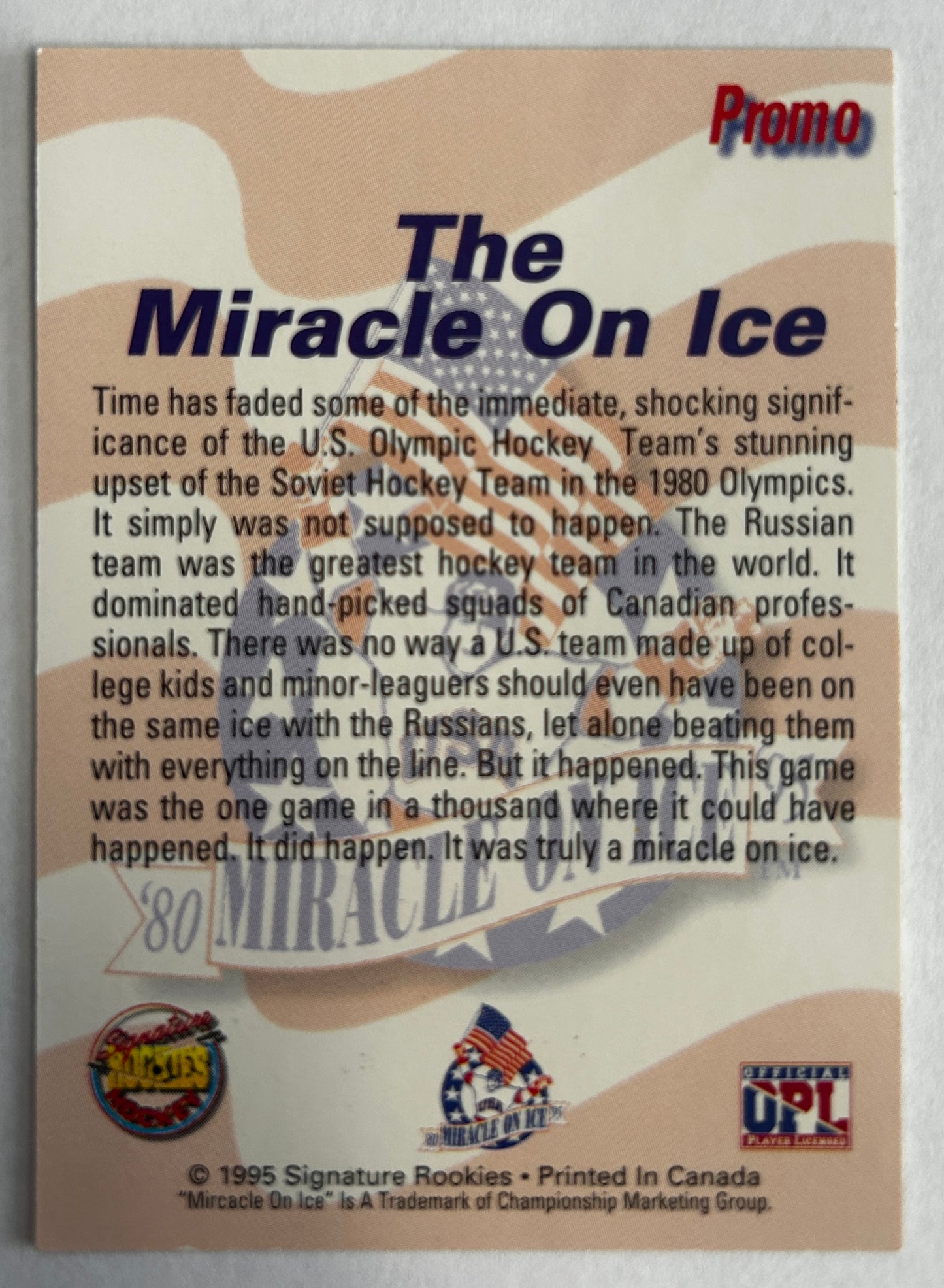Jack O'Callahan Signed Miracle on Ice 1980 USA Hockey Trading Card 1 OF 7,500