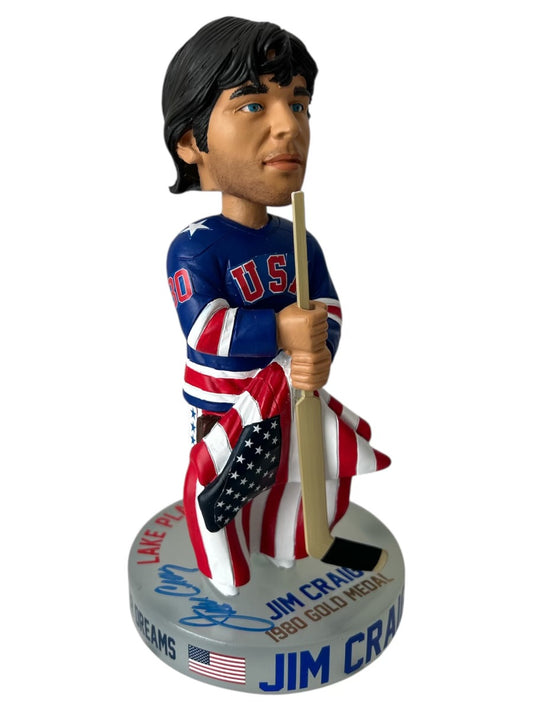 Jim Craig Signed 1980 Olympics Lake Placid Gold Medal “Miracle On Ice”.  Officially Bobblehead Edition of 144 - Ships by 9/01/25