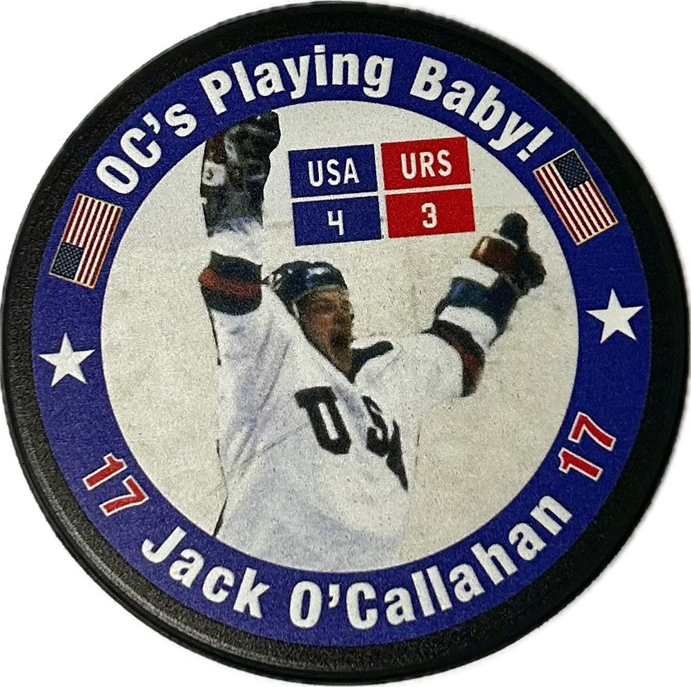 Jack O'Callahan Officially licensed Miracle on Ice 1980 "O.C. is playing, baby!" Hockey Puck