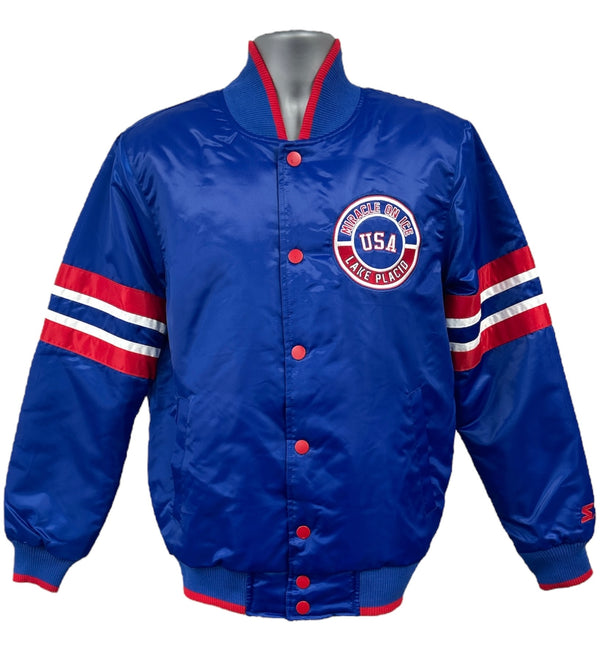 Official Miracle on Ice 45th Anniversary (1980-2025) Starter Satin  Jacket-Royal