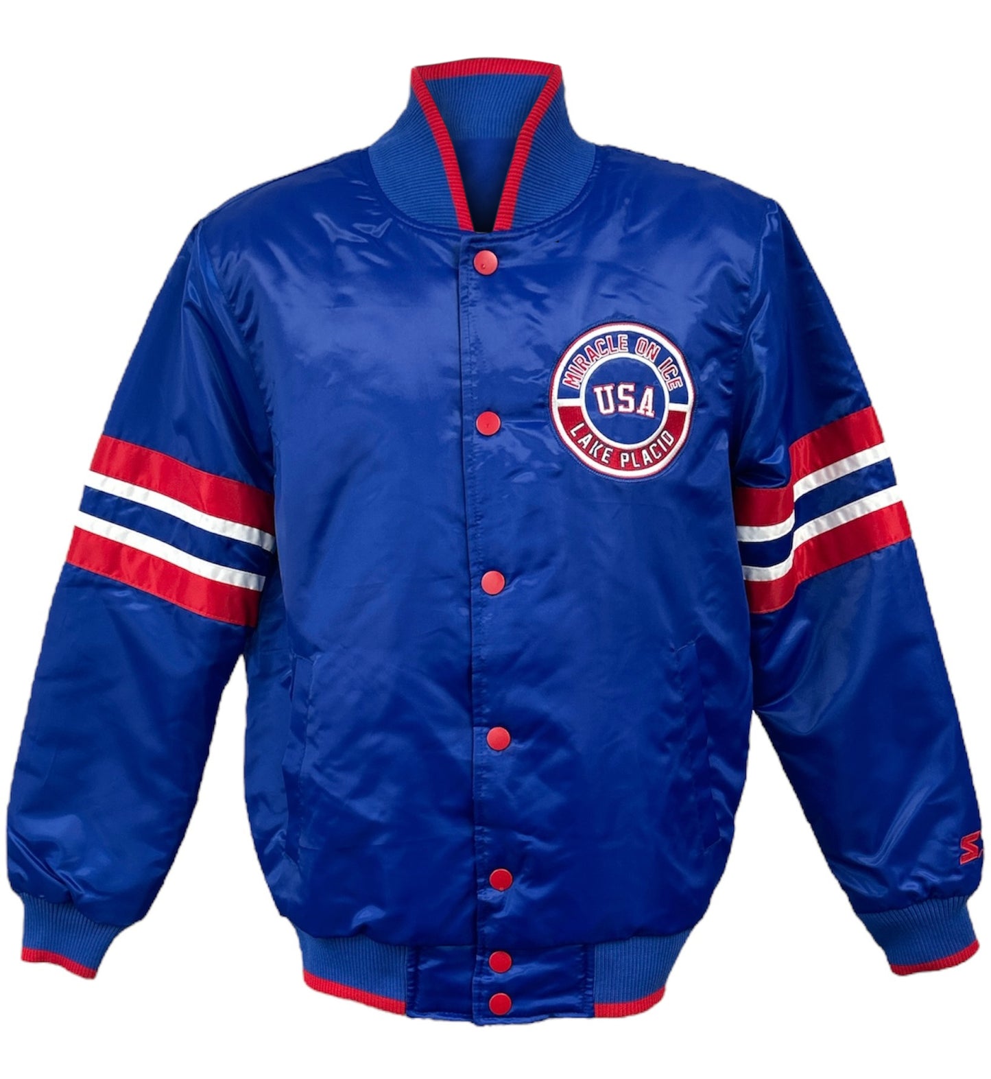 Official Miracle on Ice 45th Anniversary (1980-2025) Starter Satin  Jacket-Royal