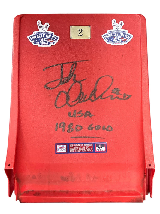 Jack O'Callahan 1980 Gold Signed 45th Anniversary Miracle on Ice Arena Seat Back