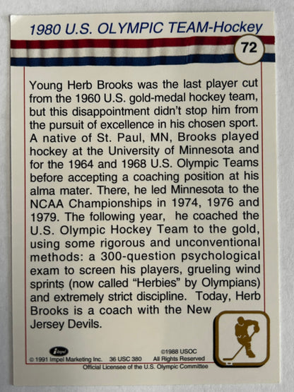 Jack O'Callahan Signed 1991 USA Olympics Hall of Fame Coach Herb Brooks Card