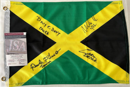 Cool Runnings Movie Jamaica Bobsled Official Cast signed  Flag 18"X11"