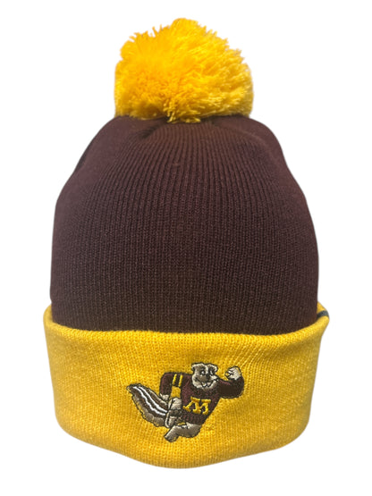 University of Minnesota Golden Gophers Official Hockey Goldy Pom Pom Knit Hat