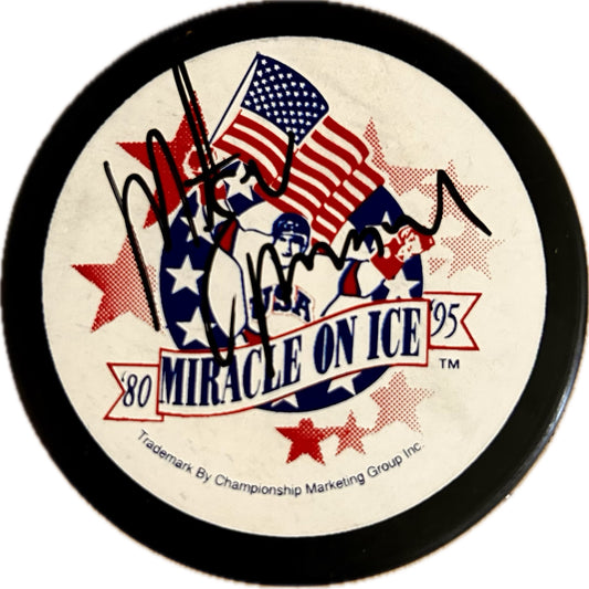 Mike Eruzione Miracle on Ice 1980 USA Hockey Signed Puck