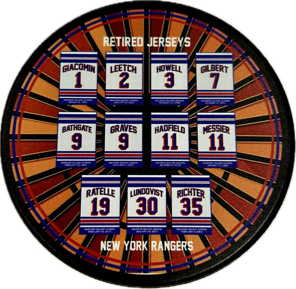 New York Rangers Retired Jersey Numbers Hockey Puck