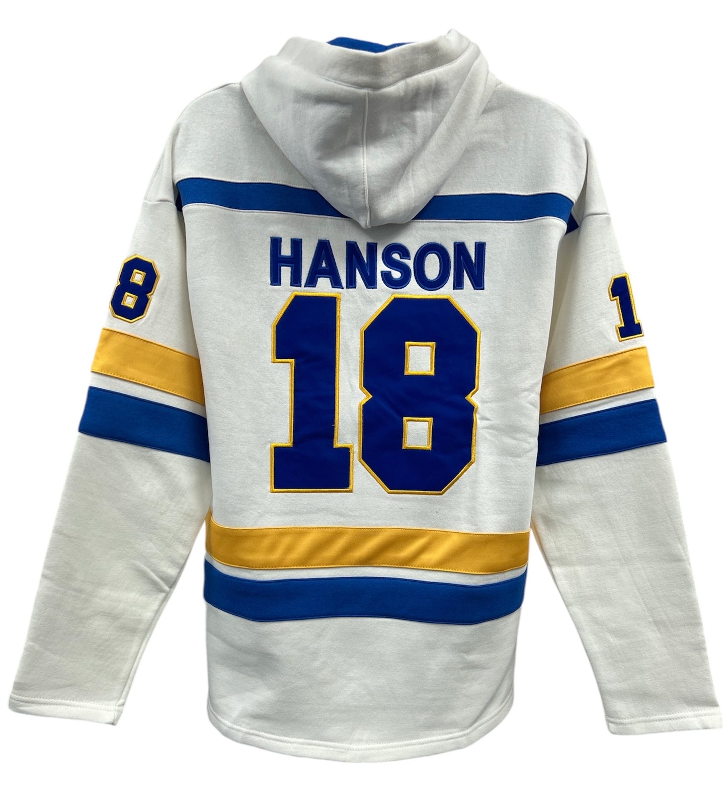 Slap Shot Chiefs Lace Hoodie White -  Jeff Hanson #18