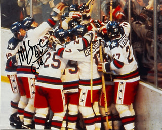 Mike Eruzione Miracle on Ice 1980 USA Hockey Team Celebration Photo 8X10 Signed