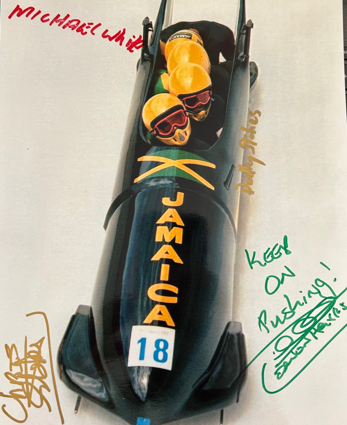 Jamaica Bobsled Bobsleigh team Official signed photograph 8"x 10" Cool Runnings