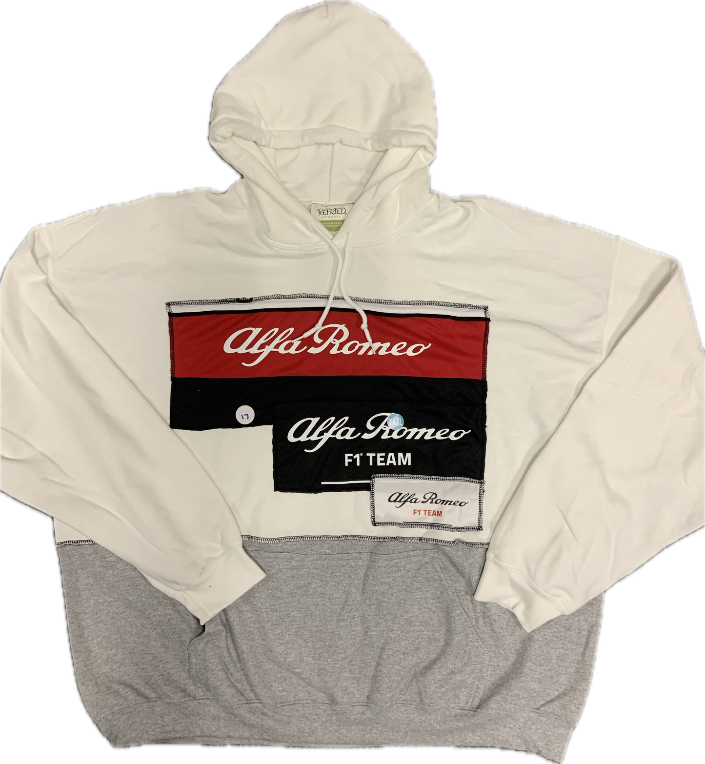 Alfa Romeo Upcycled Hoodie FT Team White One-of-a-kind-3XL