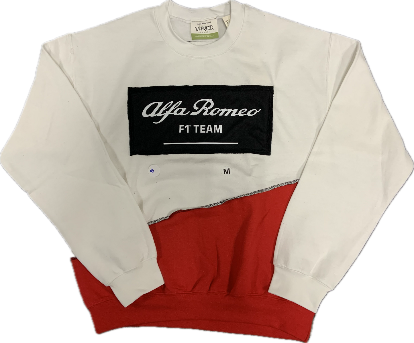 Alfa Romeo Upcycled Crew Sweatshirt White Red One-of-a-kind-M