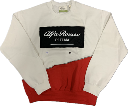 Alfa Romeo Upcycled Crew Sweatshirt White Red One-of-a-kind-M