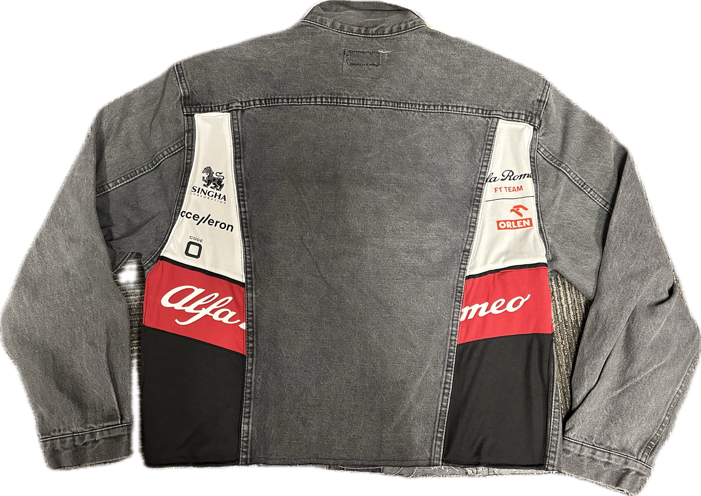 Alfa Romeo Upcycled Demin Jacket Denim Patch Dark One-of-a-kind-L