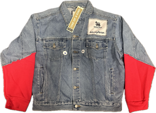 Alfa Romeo Upcycled Demin Jacket Denim Red One-of-a-kind-XL