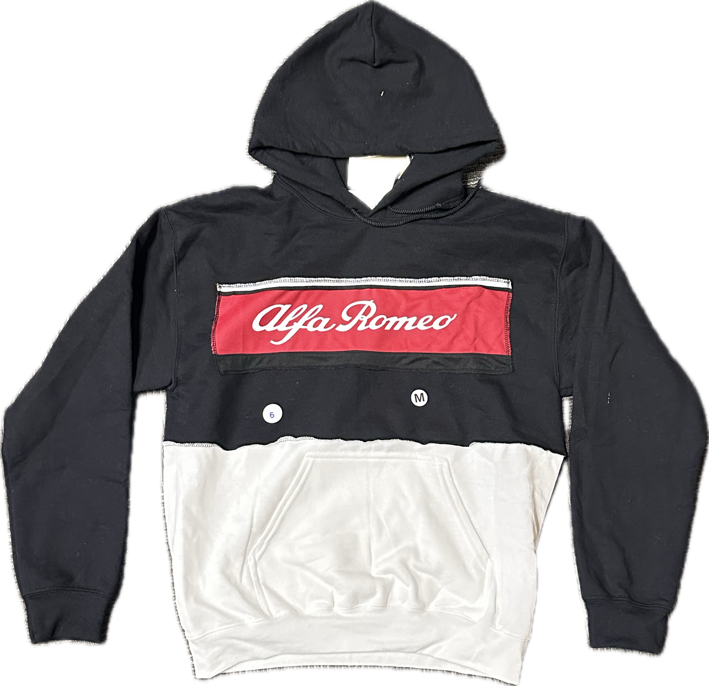 Alfa Romeo Upcycled Hoodie Black White One-of-a-kind-M