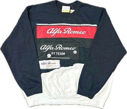 Alfa Romeo Upcycled Crew Sweatshirt Black White One-of-a-kind-XL