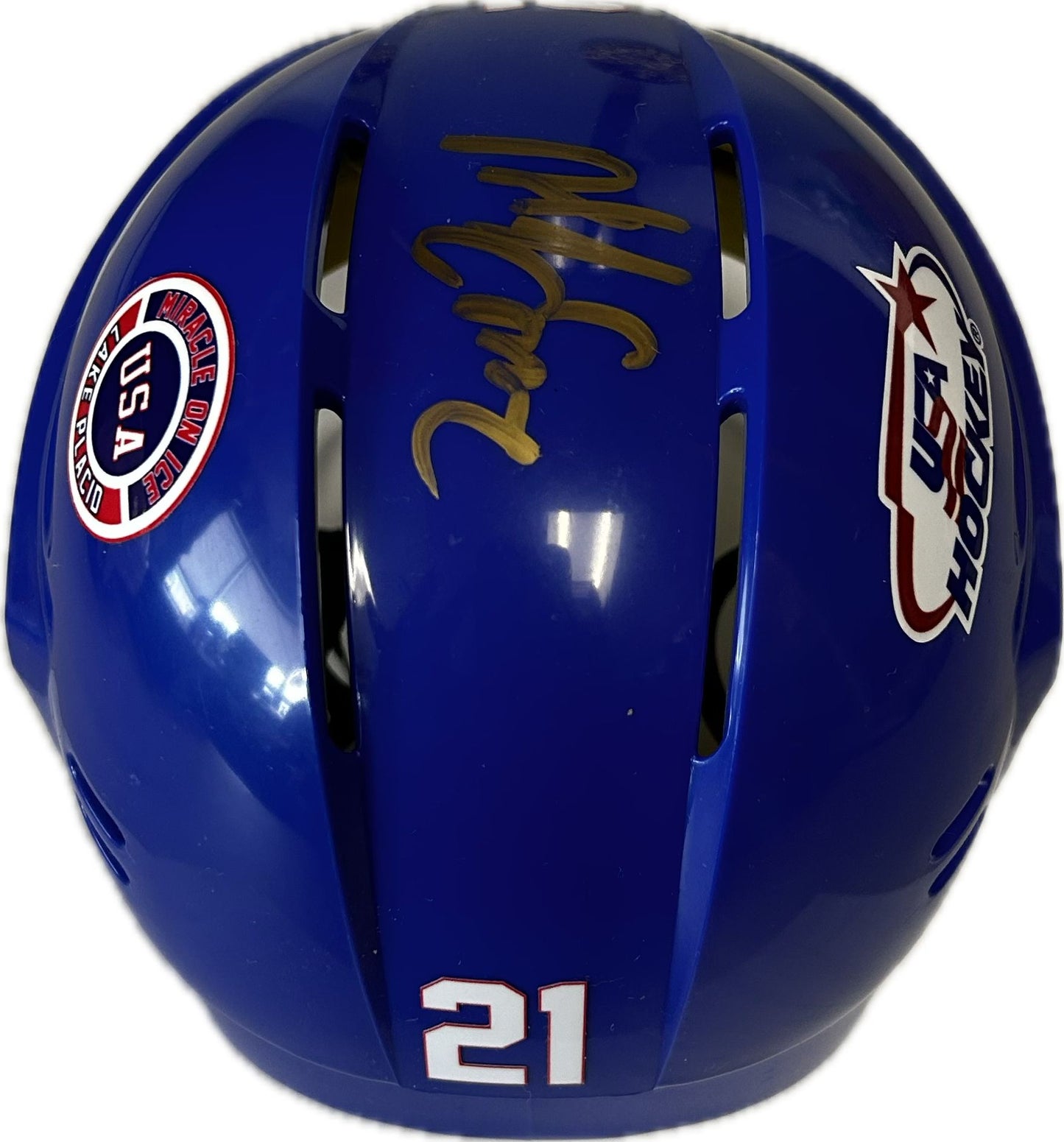 Mike Eruzione USA Hockey Miracle on Ice Blue Mini Hockey Helmet Hand Signed