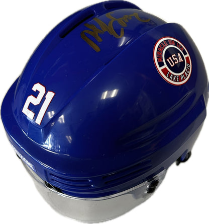 Mike Eruzione USA Hockey Miracle on Ice Blue Mini Hockey Helmet Hand Signed