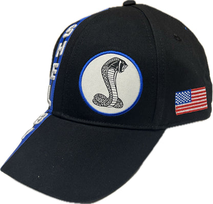 Shelby Cobra Blue stripes Official Hat Black- Blue Stripes