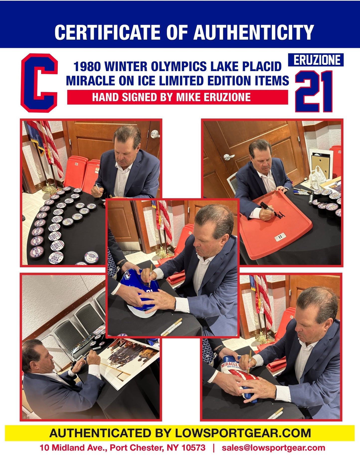 Mike Eruzione 1980 Miracle on Ice Arena Single Seat Hand Signed