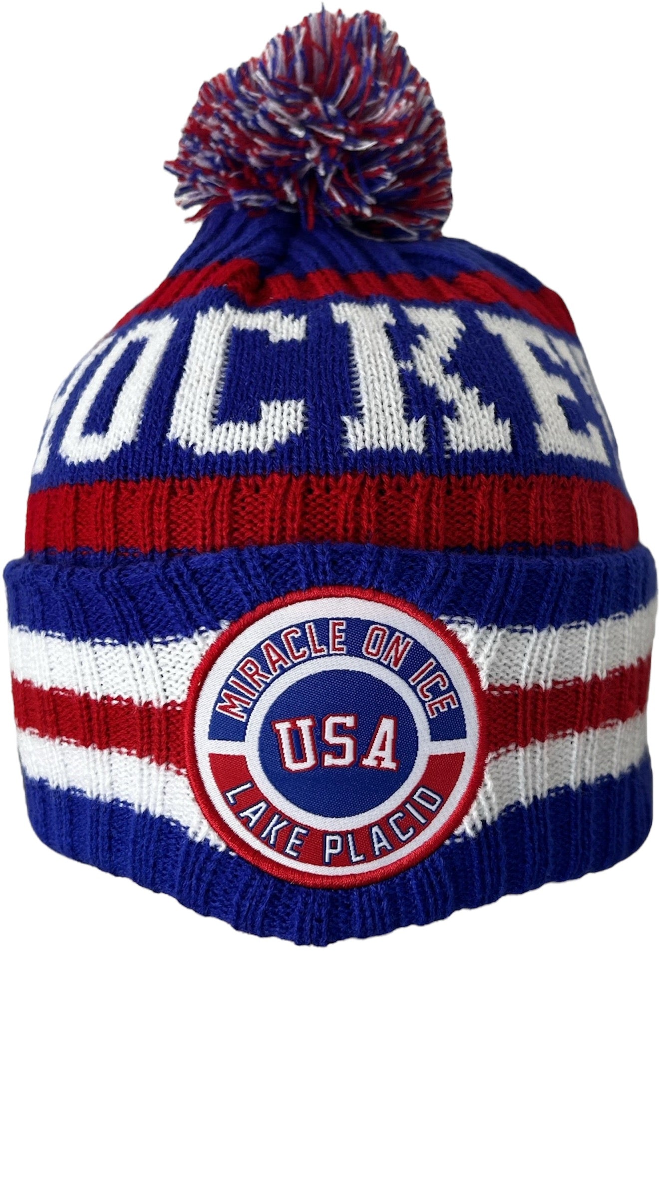 80s US Winter Games Lake Placid 1980 fashion Winter Knit Beanie Ski Bobble Hat