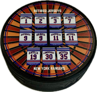 New York Rangers Retired Jersey Numbers Hockey Puck