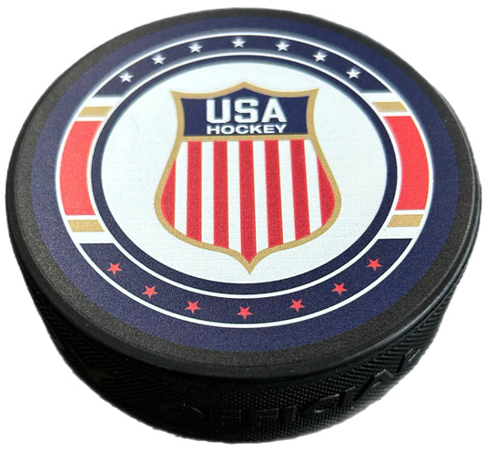 USA Hockey Shield Puck Navy