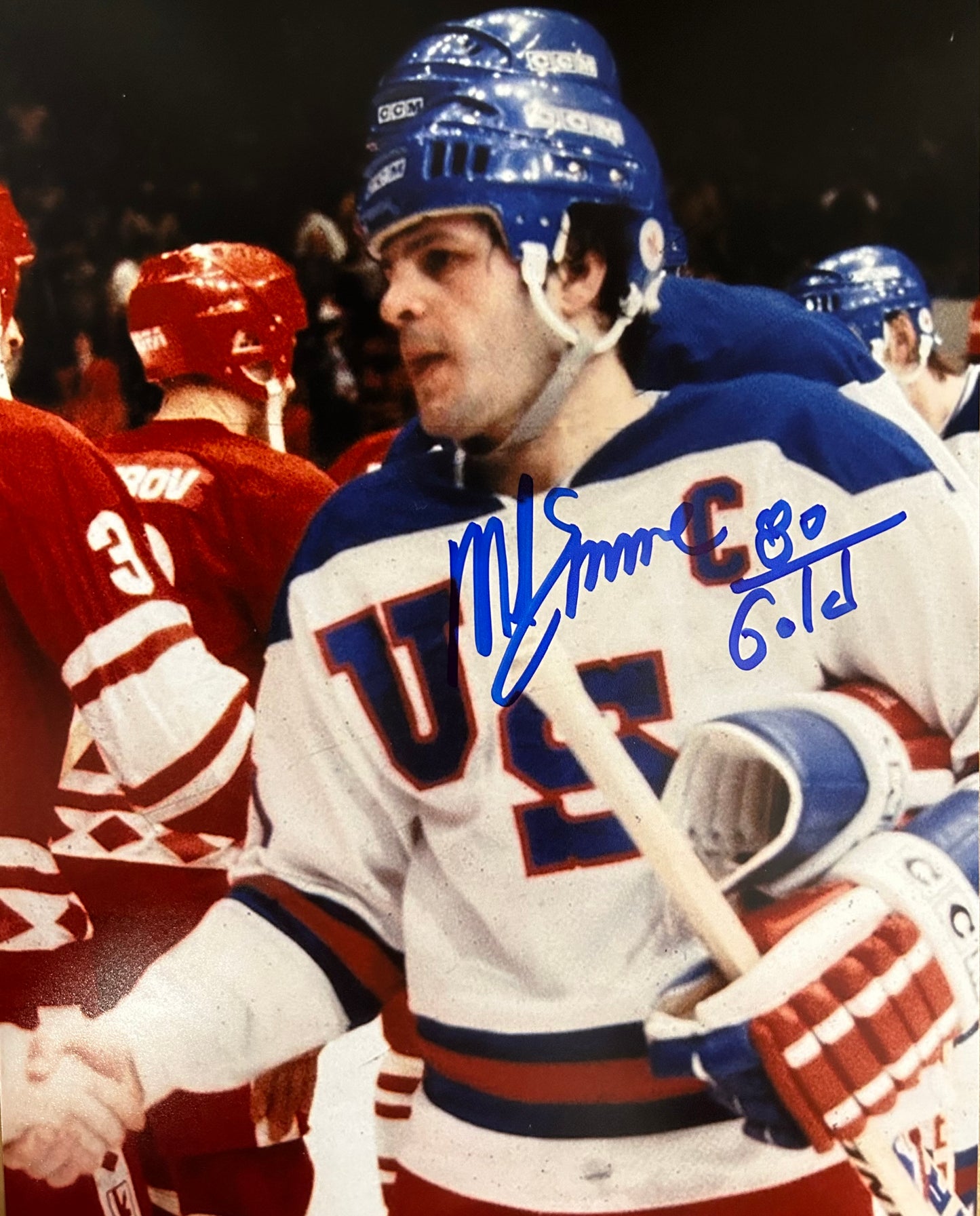 Mike Eruzione Miracle on Ice 1980 USA Hockey Team Gold Medal Signed Photo 8X10