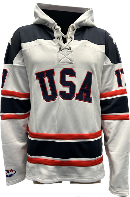 Jack O'Callahan USA Hockey Miracle on Ice 1980 Official Lace Hoodie- White