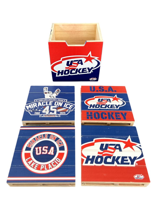 USA Hockey Miracle on Ice 4 Pack Pallet Coaster Set