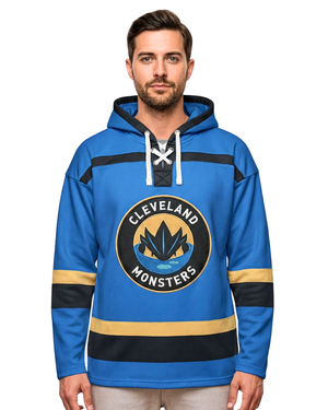 Cleveland Monsters Hockey Lace Hoodie L / Blue / Polyester