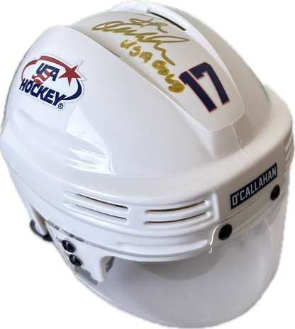 Jack O'Callahan USA Hockey Miracle on Ice White Mini Hockey Helmet Hand Signed