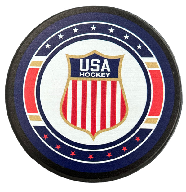 USA Hockey Shield Puck Navy