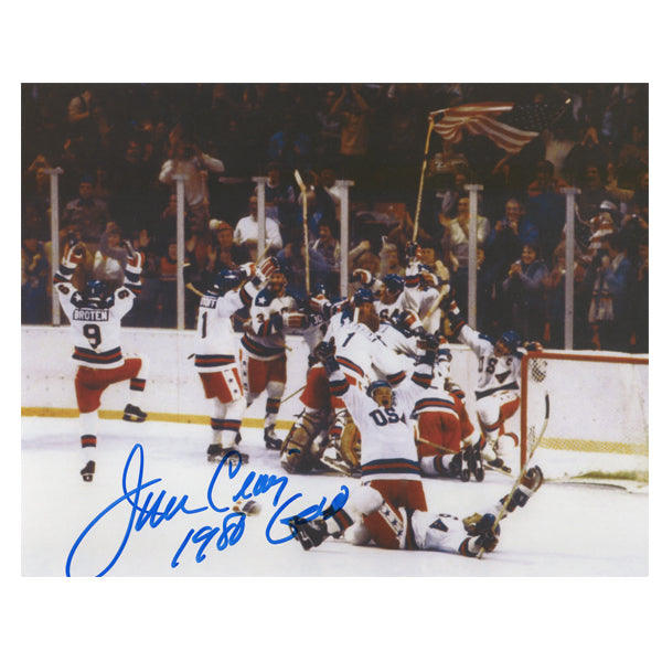 Jim Craig 1980 Gold Signed USA Hockey Team Celebration Photo 8"X10"