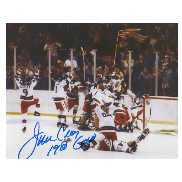 Jim Craig Signed 1980 USA Hockey Team Gold Medal Celebration Photo