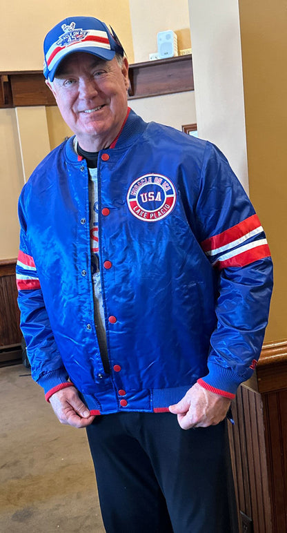 Official Miracle on Ice 45th Anniversary (1980-2025) Starter Satin  Jacket-Royal