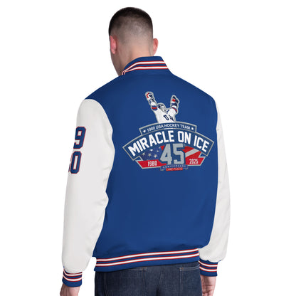 Official Miracle on Ice 45th Anniversary (1980-2025) fully embroidered Varsity Jacket