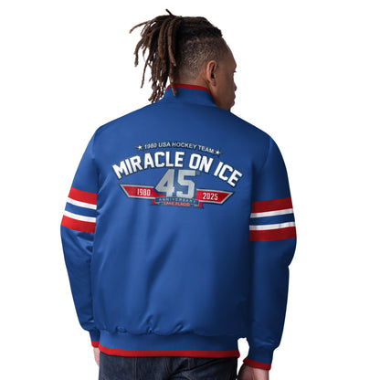 Official Miracle on Ice 45th Anniversary (1980-2025) Starter Satin  Jacket-Royal