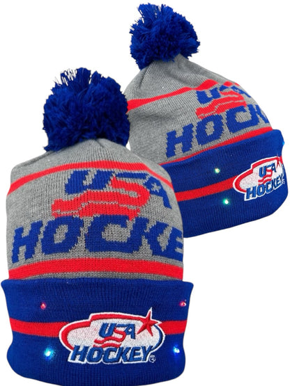 USA Hockey Big Logo Light Up Knit Beanie