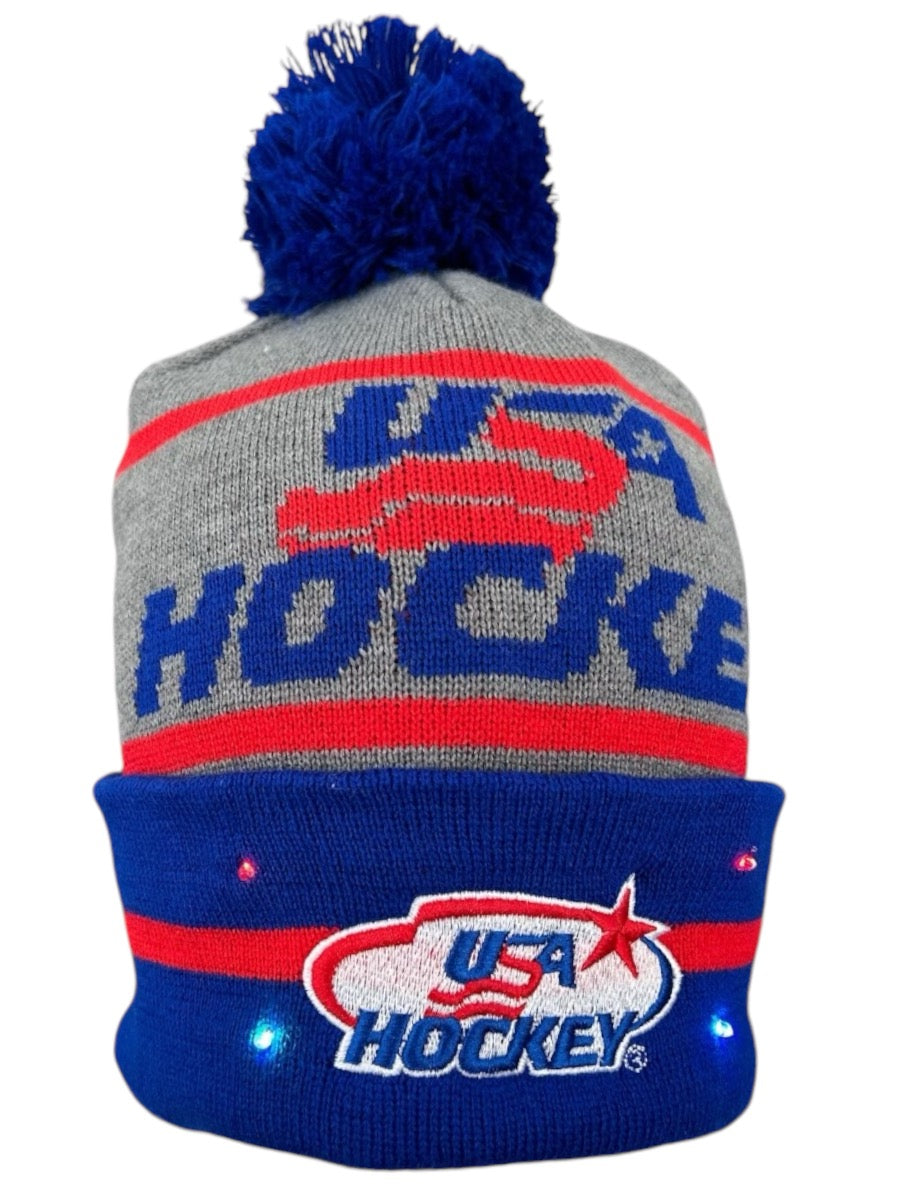 USA Hockey Big Logo Light Up Knit Beanie