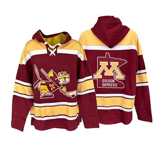 University of Minnesota Golden Gophers Official Hockey Lace Hoody with Embroidered Logos