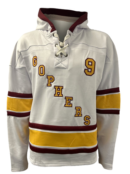 University of Minnesota Golden Gophers Official Herb Brooks Player Hockey embroidered Lace Hoodie