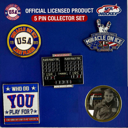 Miracle on Ice 1980 USA Hockey Team Official 5 Lapel Pin Collector Set
